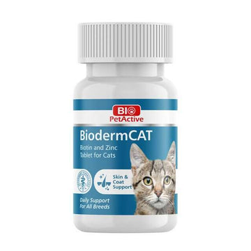 Bio Petactive: BiodermCAT Biotin & Zinc Tablets For Cats - Skin & Coat Support Supplement